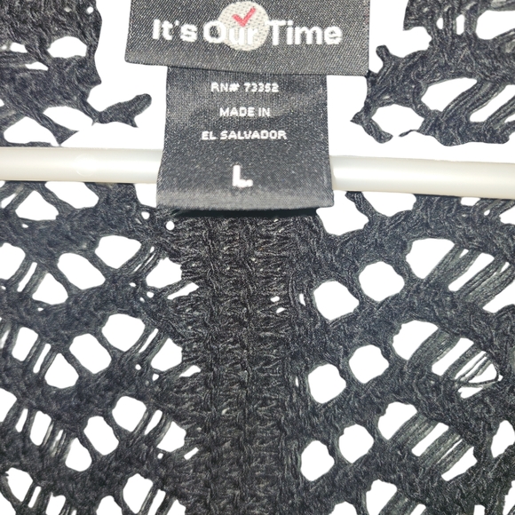 Black Open Knit Women's Sweater Vest - Picture 2 of 4